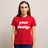 Kaos Denim Batik Wanita Custom, Kaos Katun Polos Musim Panas, Atasan Kasual Basic, Pakaian Anak OEM/ODM