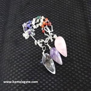 Vente en gros de chaîne à sept chakras avec pendule en améthyste en agate naturelle sculptée Artisanat en pierre semi-précieuse pour utilisation en souvenir - Product Image 5