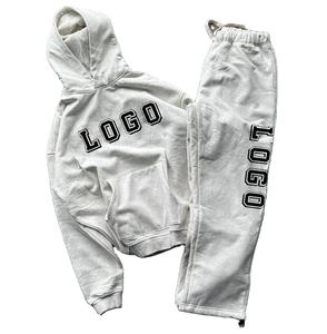 Vente en gros de pantalons à capuche unisexes en coton vierge surdimensionné avec logo brodé imprimé de haute qualité - Product Image 4