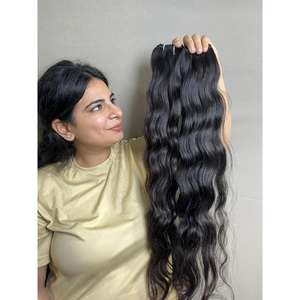 Indian Virgin Wavy <b>Hair</b> Bundles Loose Deep Wave <b>Kinky</b> <b>Straight</b> 30 Inches Stretched Length Super Double Drawn Raw Single Donor - Product Image 1