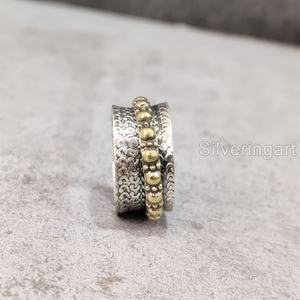 Anillo de meditación con banda giratoria, anillo de Plata de Ley 925 para mujer, joyería hecha a mano, anillo giratorio para hombre con ansiedad navideña - Product Image 3