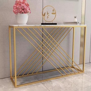 Contemporary Luxury <b>Mirrored</b> Convertible <b>Table</b> for Villa Living Room Hotel-Wood <b>Top</b> and Iron Frame - Product Image 2
