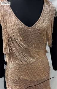 ชุดราตรีประดับขอบด้วยลูกปัดลายดอกไม้สไตล์เจ้าหญิงร้อนและเซ็กซี่สำหรับงานแต่งงานงานพรอม-โรสโกลด์ - Product Image 4