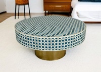 Nouvelle vente exclusive sur des meubles de qualité standard Forme carrée Nouvelle table basse d'appoint en incrustation d'os au design noir et blanc
