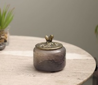 Ensemble d'accessoires de salle de bain design Leaf de luxe avec plateau distributeur de savon en verre dépoli, pot, vaisselle et gobelet