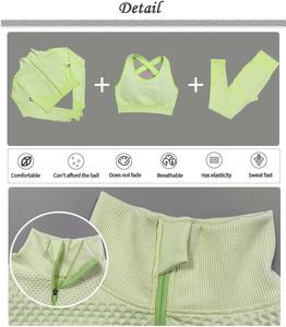 Stand-Up Collar Fitness Running Athletic Yoga Suits 3Pcs Short <b>Women'S</b> Yoga <b>Jacket</b> Leggings Set <b>Woman</b> Long Sleeve Yoga Pant Set - Product Image 4