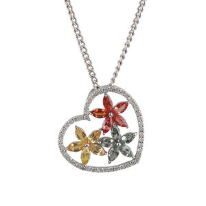 Colgante en forma de corazón de Plata de Ley 925, piedras preciosas multicolores, colgantes románticos PARA EL Día de San Valentín, regalo de fiesta, joyería - Product Image 1