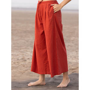 Gerua Women's High-Waisted Loose Cotton Palazzo Pants-Breathable <b>Summer</b> Casual <b>Trousers</b> with Elastic Waist - Product Image 3