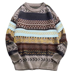 Vente en gros de chandails antirétrécissement en cachemire pour hommes de conception OEM sur mesure Pull-over tricoté à col rond flou de couleur chinée - Product Image 1