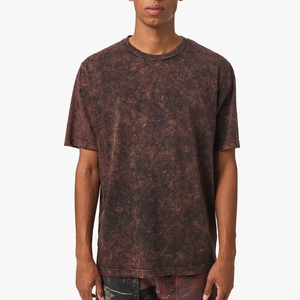 Haut extensible hommes lavage à l'acide T-Shirt conception personnalisée impression couleur unie manches courtes col rond pierre lavé t-shirts hommes - Product Image 2