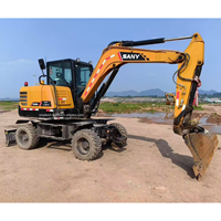 Mini-excavatrice SANY SY65W PRO 90 % neuve, 6 tonnes, équipement de construction chinois, moteur, engrenage, pompe, roulement, garantie 1 an, 2022