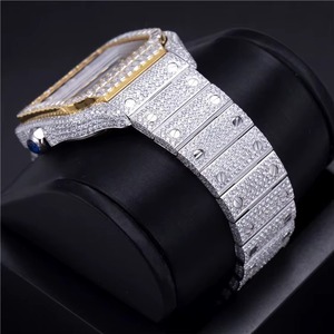 Reloj de Lujo Hip Hop Personalizado con Diamantes Moissanite VVS para Hombre, Movimiento ETA, Esfera Plateada, Cristal Negro, Resistente al Agua - Product Image 5