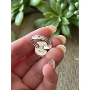 Navajo Made <b>Opal</b> <b>Ring</b> in Sterling Silver Rose Gold Plated Bezel Setting - Product Image 5