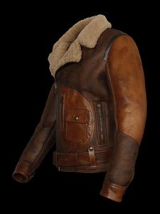 Blouson Aviateur Vintage en Cuir et Peau de Mouton pour Homme, Style B3, avec Doublure Sherpa, Tendance Hiver Décontracté - Product Image 5