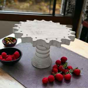 Antique Vintage Large Mango Wood Hand Carved Food-Safe <b>Cake</b> <b>Stand</b> Eco-Friendly Natural Dessert Display for Wedding Restaurants - Product Image 6