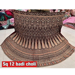 Lehenga en velours de mariage à la mode moderne avec broderie lourde filet doux Dupatta bordure longue Choli pour les fêtes disponibles en vrac - Product Image 2