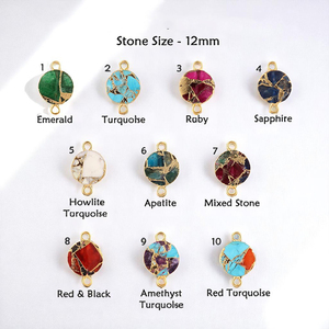 Mohave Cuivre Howlite Turquoise Gemstone Charm Connector Jewelry Handmade Gold Electroplated Round Connectors Charms - Product Image 2