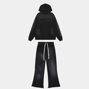 Survêtement pour homme uni 2026, lavage à l'acide, 100% coton biologique, manches longues, pantalon de survêtement pour homme, survêtement pour homme - Product Image 3