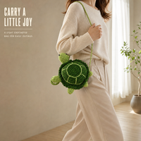 Sac bandoulière mignon en crochet tortue, sac à main en fil tricoté dessin animé
