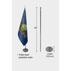 Drapeau d'intérieur officiel de Pennsylvanie, techniques d'impression numérique, mât en aluminium - Product Image 6