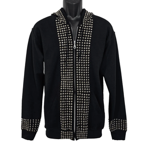 Rockstar Glitz tachonado pulóver Sudadera con capucha moda negro algodón mezclado Sudadera con capucha básicos sudaderas Tops para Unisex - Product Image 3