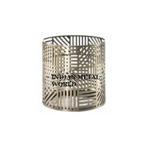 Bougeoir votif rond en métal argenté de conception fantaisie décoration de Table de mariage support votif photophore par le monde en métal indien - Product Image 1