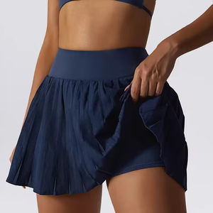กระโปรงเทนนิสแบบมีจีบแห้งเร็วของผู้หญิงกระโปรงฝึกวิ่งออกกำลังกายแห้งเร็วระบายอากาศได้ดีพร้อมเทคนิคลูกปัด - Product Image 3
