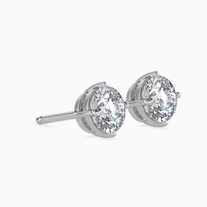 Boucles d'oreilles clous en diamant de laboratoire rond de 4,00 CTW, certifiées IGI, or massif 14 carats, solitaire classique, fermoir à vis pour femmes - Product Image 6