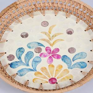 Plateau de service décoratif en rotin de nacre vietnamienne décor à la maison assiette de fruits de thé avec affichage élégant fait à la main au Vietnam - Product Image 3