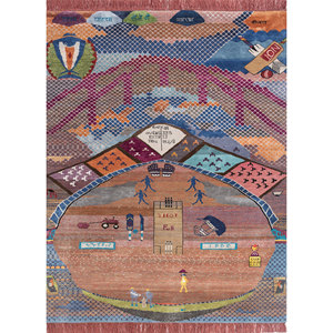 Alfombra Freedom Manchaha de Lana y Seda de Bambú Anudada a Mano, Roja y Naranja, Rectangular Grande para el Hogar, Pasillo, Diseño Novedoso-Les-2459 - Product Image 1