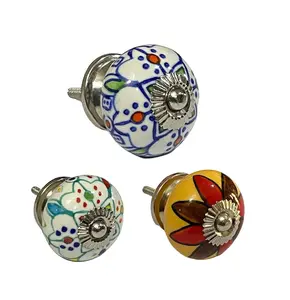 Wholesale cabinet door knobs ceramic drawer pull handle bathroom porcelain wardrobe dresser knob