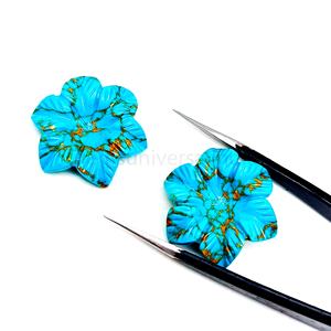 Abalorios de piedras preciosas sueltas lisas de flor turquesa natural talladas a mano para fabricación de joyas precio al por mayor - Product Image 5