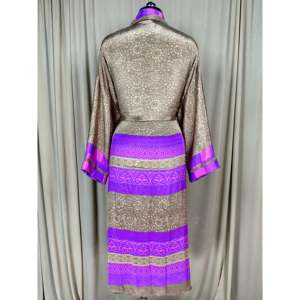Recycled Silk Sari Women's Boho Chic Vintage <b>Beach</b> Cover Dress <b>Robe</b> for Resort Wear Gypsy House Kimono for Lounge Swimsuit Up's - Product Image 4