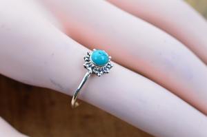 Bague pour homme en argent sterling 925, style bohème, sertie d'une pierre précieuse turquoise, tendance, faite à la main, cadeau idéal pour les fêtes et pour les personnes chères - Product Image 2