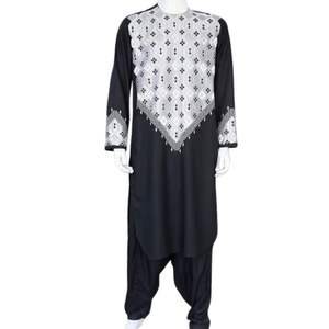 Traje Tradicional Afgano Azul Cielo para Hombre, Conjunto Perahan Tunban con Bordado Ligero, Ropa Cultural Islámica, Shalwar Kameez para Caballeros - Product Image 6