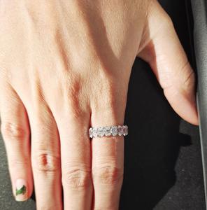 Anillo de Eternidad con Moissanita Real de Corte Ovalado de 3x4 mm, Anillo de Boda de Diamantes Completos para Mujer, Joyería de Moda de Lujo, Plata de Ley 925 Pura - Product Image 5