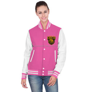 Blouson universitaire matelassé en molleton de coton pour femme avec broderie personnalisée, respirant, style streetwear, vêtement d'extérieur type coach - Product Image 1