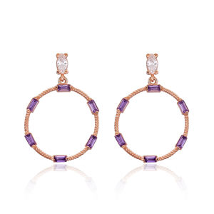 Boucles d'oreilles rondes en forme de Baguette en pierre creuse, vente en gros, bijoux turcs en argent Sterling 925 faits à la main - Product Image 1