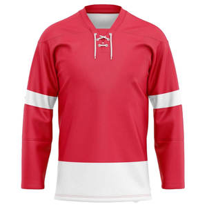 Barato sublimado se desvanecen camisetas de hockey sobre hielo logotipo personalizado con cordones uniformes ropa deportiva camisetas de hockey - Product Image 3