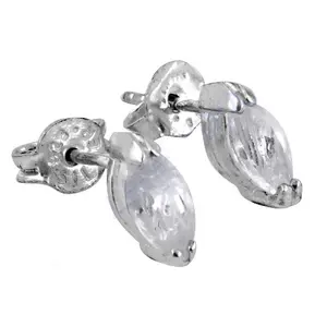 Boucles d'oreilles clous en argent 925 pour femmes, serties de CZ marquise, plaquées or 14 carats, boucles d'oreilles créoles tendance en or blanc, diamant taille poire, cadeau idéal - Product Image 2
