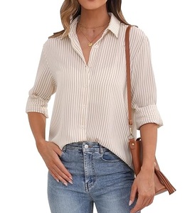 Casual Formal Women Shirts Quick Dry Slim Fit Breathable Solid Color Fashionable Button Down Women Dress Shirt - Product Image 2