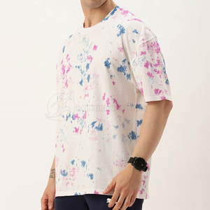 เสื้อยืดฟิตเนสของผู้ชายผ้าถักแบบผูกแห้งเร็วพิมพ์ลายสีย้อมผ้าฝ้ายต่ำ/เส้นใยไม้ไผ่ - Product Image 2