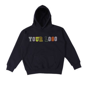 Sudadera con capucha de Chenille para mujer, de manga larga y Color verde oliva, con bordado y hombros al descubierto, ropa para parte superior masculina, de algodón, de talla grande, OEM - Product Image 4