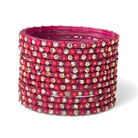 Ensemble de bracelets en verre perlé tendance plaqué or rose foncé de qualité supérieure à prix de gros pour l'exportation mondiale