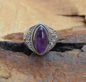 Anillo de piedras preciosas de amatista de Plata de Ley 925, joyería hecha a mano, anillo de estilo bohemio de plata, joyería para mujer, regalo de boda para esposa - Product Image 3