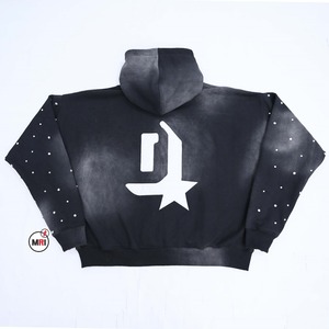 Sweat à capuche zippé personnalisé en coton 100% avec strass et logo brodé, 450 GSM, épais et lourd, style streetwear pour hommes - Product Image 6