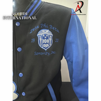 Novedades: Chaqueta de lana para mujer Sorority Zeta Phi Beta con escudo Divine1920 y bordado de sarga en contraste, transpirable.