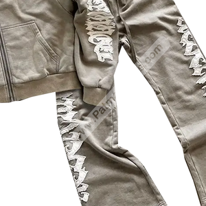 High Manufacturer's Custom Distressed <b>Embroidery</b> Breathable Plus Size Unisex Hooded Winter 100% Cotton Lightweight 2 1 <b>Sets</b> - Product Image 4