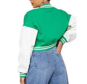 Chaqueta de Lana de Alta Calidad para Mujer, Diseño Profesional Estilo Universitario, Chaqueta Corta Informal de Lana y Cuero con Bordado Personalizado - Product Image 2