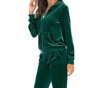 Survêtements en velours taille personnalisée à la mode pour femmes vente en gros Ensemble de survêtements en velours respirant - Product Image 5